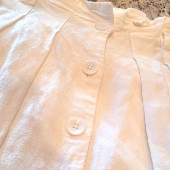 Volcom Deep Tracks White Skirt Linen Blend Button Front Belt Medium - Picture 2 of 3